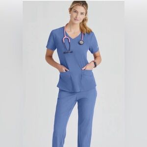 Skechers Ceil Blue Straight Leg Cargo Scrub Set.  Sz XL/L